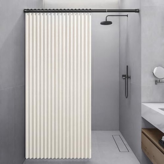 Opvouwbaar douchegordijn – 180×200 cm – waterdicht – magnetisch – beige