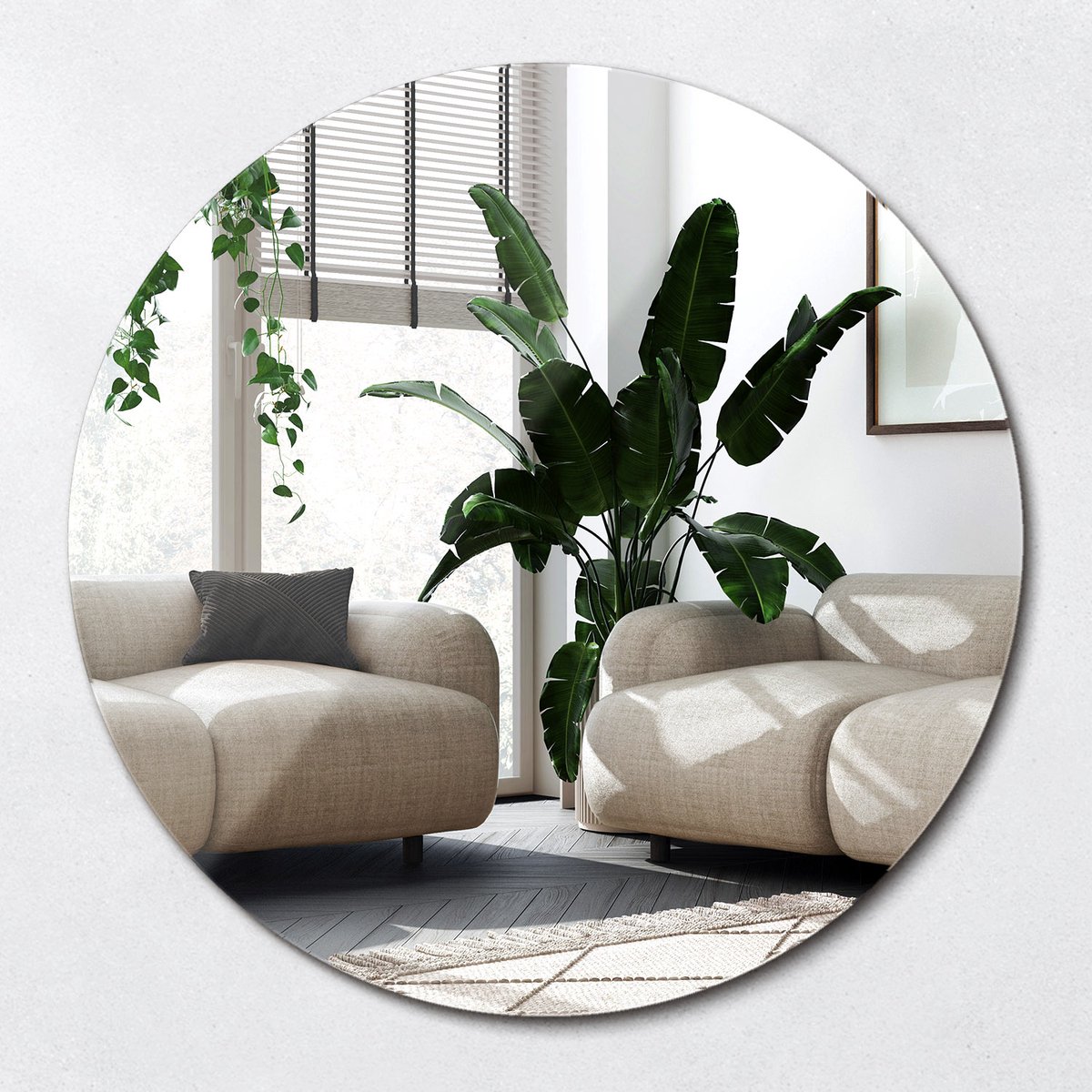Wallfluent Wandspiegel - Ronde Spiegel - 40 cm x 40 cm - Ophangbare Ronde Spiegel - Spiegel Rond - Design Spiegel - Randloze Ronde Spiegel - Interieur Spiegel - Decoratieve Spiegel - Make-Up Spiegel Rond Zonder Rand