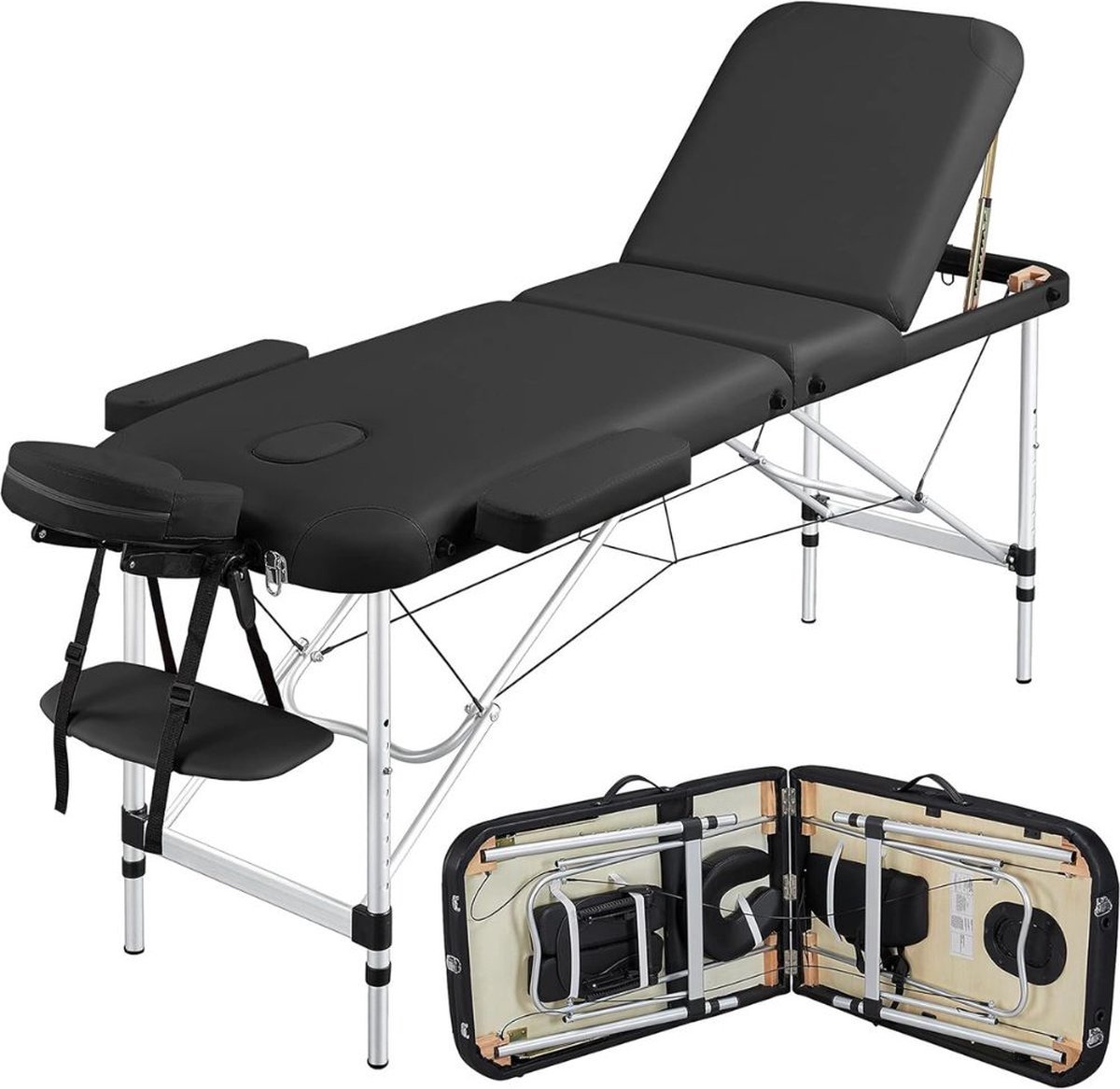 Thuys – Behandeltafel – Massagetafel Inklapbaar – Inclusief Opbergkoffer – Met 3 Zones