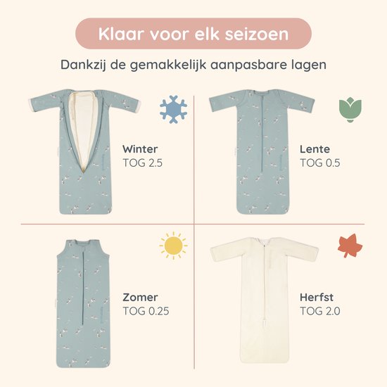 Puckababy Bag 4 Seasons slaapzak baby (6m-2.5j) - Bunnies - TOG 0.25-2.0 - 4 seizoenen van Puckababy — afbeelding 4