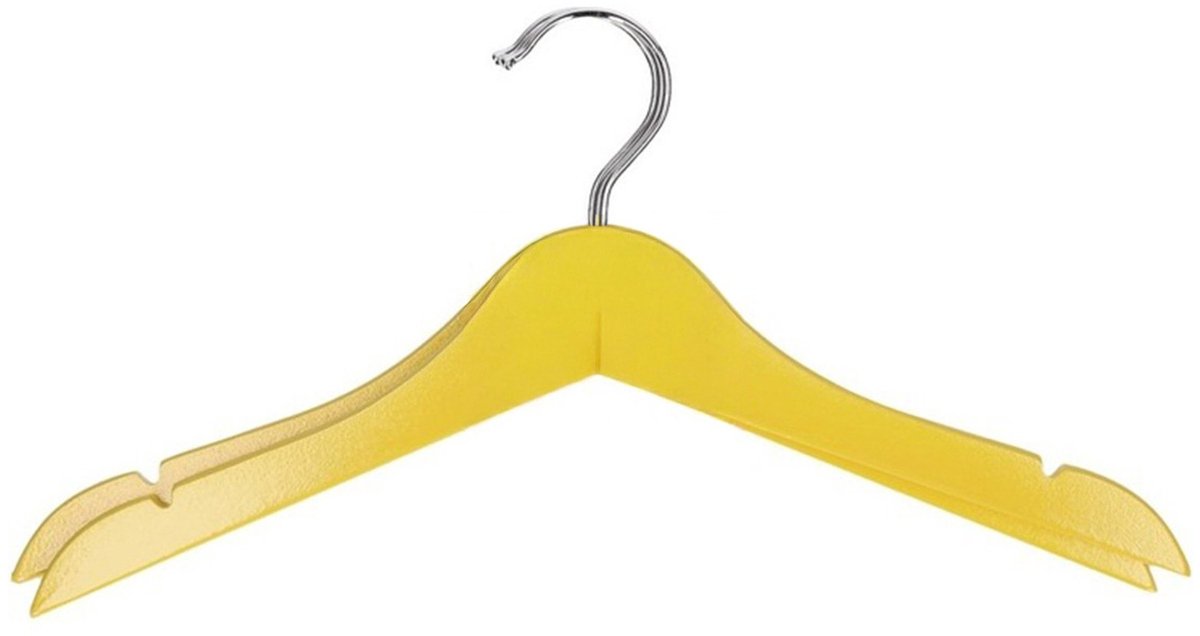 Storage Solutions kledinghangers voor kinderen - 16x stuks - hout - Klerenhangers - geel