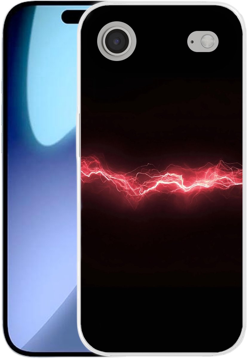 Telefoonhoesje Geschikt voor iPhone Air hoesje - Gaming - Rood - Elektriciteit - Energie - Lijn - Siliconen Telefoonhoesje Telefoonhoesje