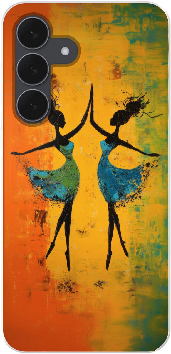 Telefoonhoesje Geschikt voor Samsung Galaxy S25 FE hoesje - Dansen - Vrouwen - Verfstructuur - Siliconen Telefoonhoesje Telefoonhoesje