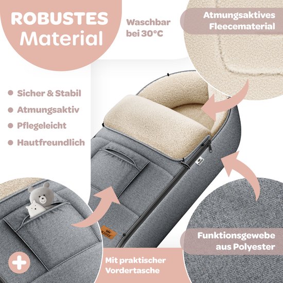 KIDIZ® Voetenzak voor Autostoeltje en Buggy met Ritssluiting - Baby Slaapzak Deken voor Maxi-Cosi & Wandelwagen / Kinderwagen - Jeans-Grijs van Merkloos — afbeelding 3