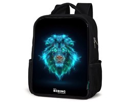 NoBoringSuitcases.com® - Rugzak zwart - Schooltas jongen & meisje - Lichtgevende leeuw - Rugtas voor school - Boekentas kind - Schoolrugzak - Kinderrugzak