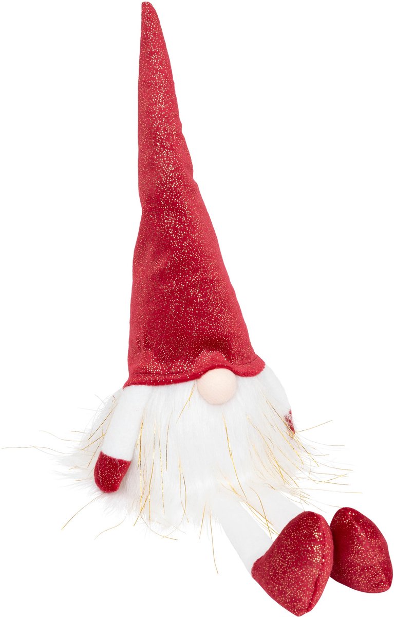Fééric Lights and Christmas Kerst Verlichte Kabouter Zittend - 14x10x44cm - Rood