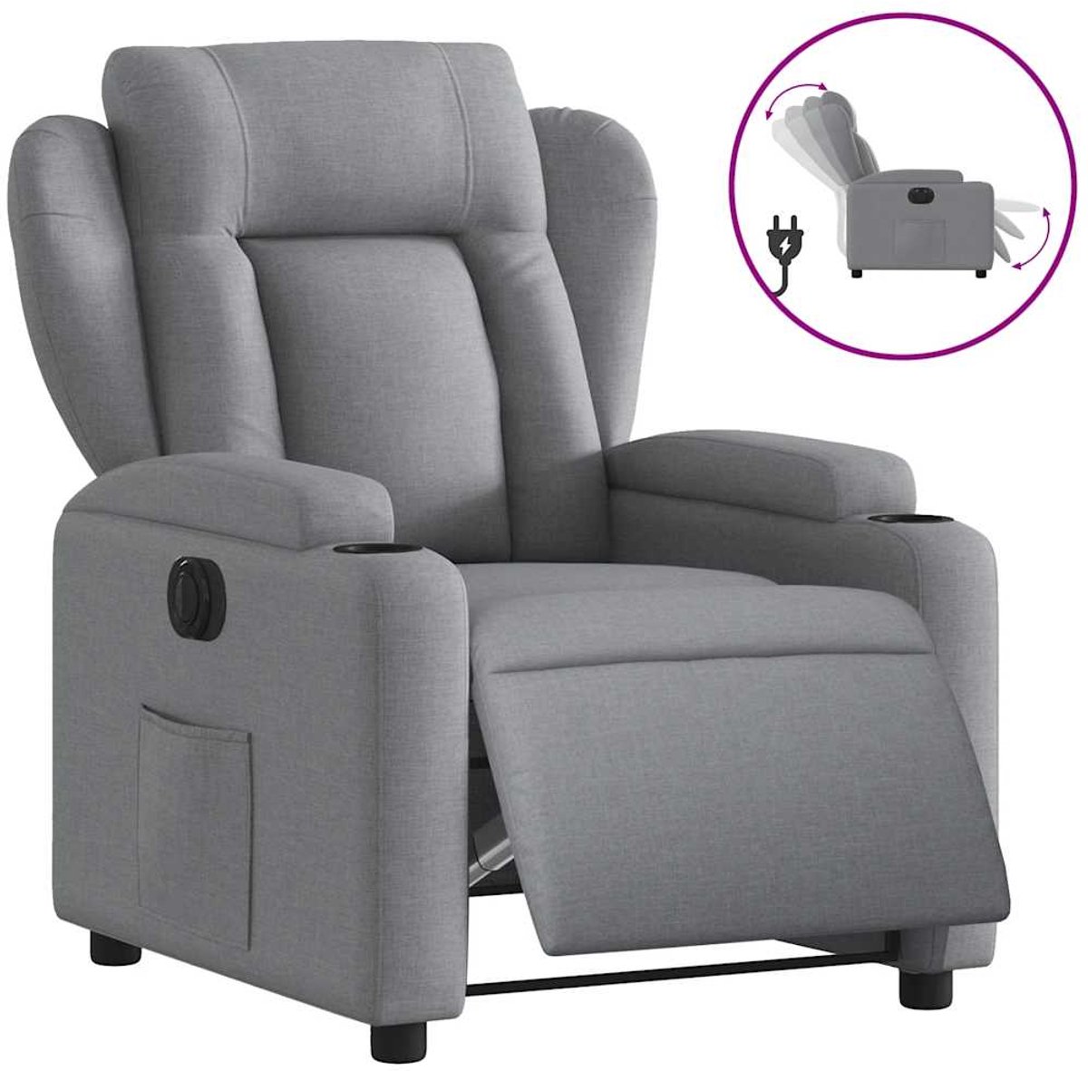 vidaXL Fauteuil - elektrisch - verstelbaar - stof - lichtgrijs