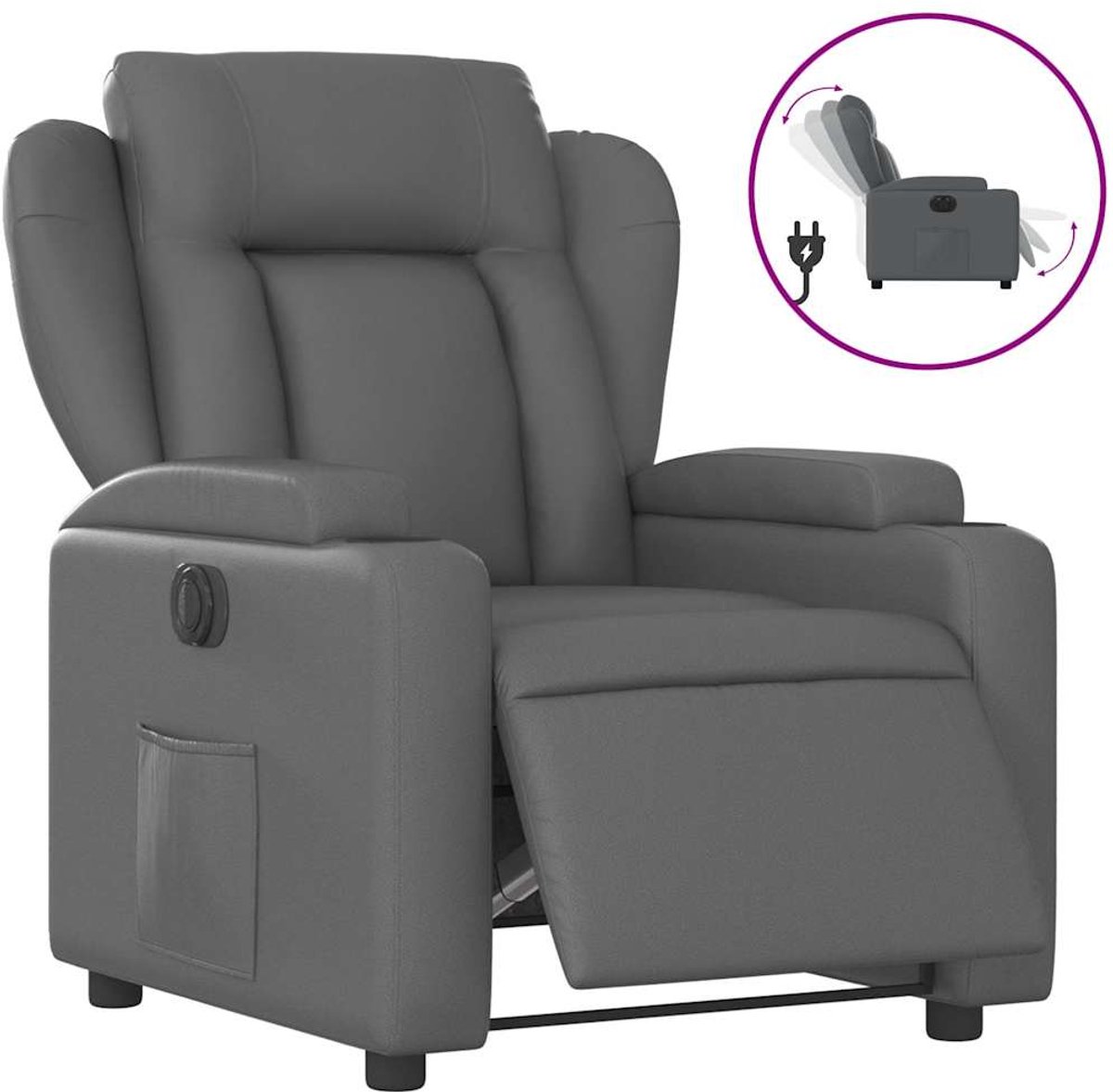 vidaXL Fauteuil - verstelbaar - elektrisch - kunstleer - grijs