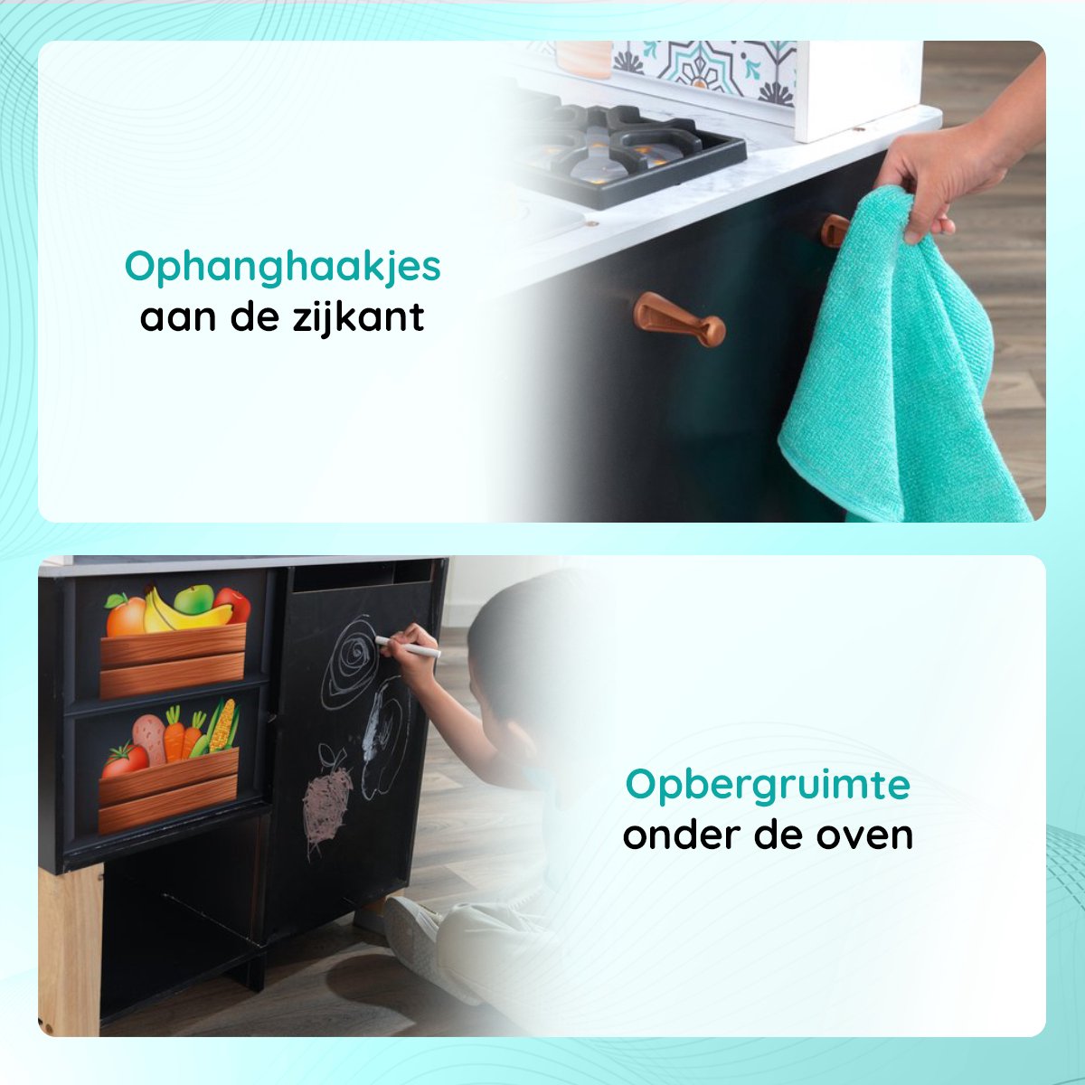 KidKraft Kinderkeuken - Speelgoedkeuken - Peuter Speelgoed Keuken met Accessoires - Zwart — afbeelding 15