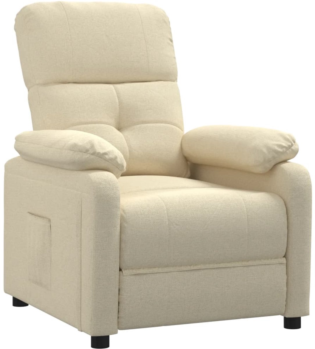 vidaXL Fauteuil - verstelbaar - stof - crèmekleurig