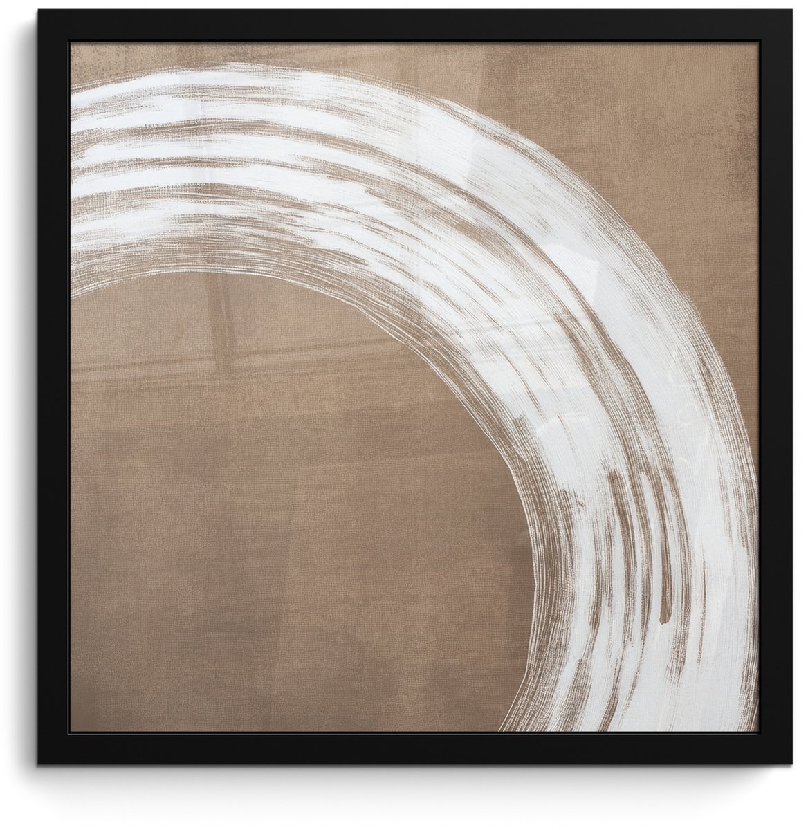 FrameYourWall Poster in lijst - Fotolijst 40x40 cm - Posters - Verf - Bruin - Japandi - Posterlijst zwart - Decoratie - Wanddecoratie woonkamer - Muurdecoratie slaapkamer Japandi - Cirkel