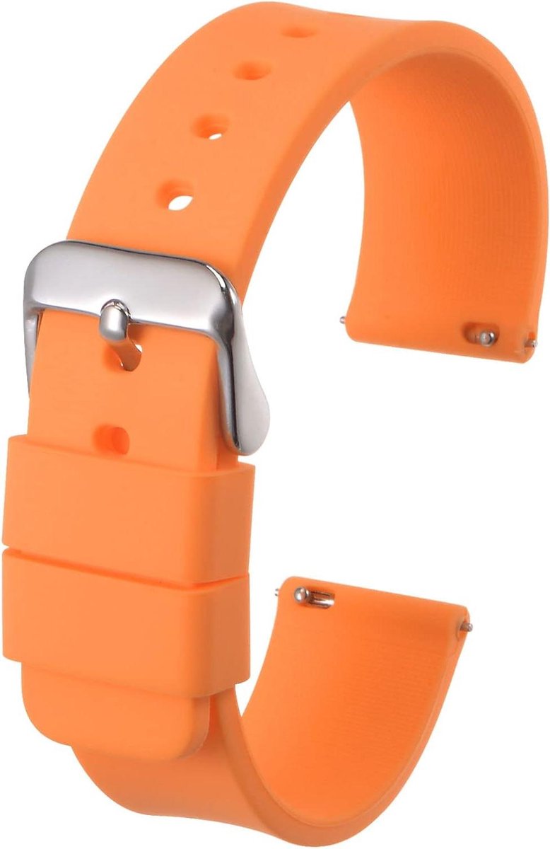 Vervangende Siliconen Horlogeband - 24 mm Breed - Snelspanner - Zacht Rubber - Roestvrijstalen Gesp - Oranje - Mannen en Vrouwen - Duurzaam en Comfortabel