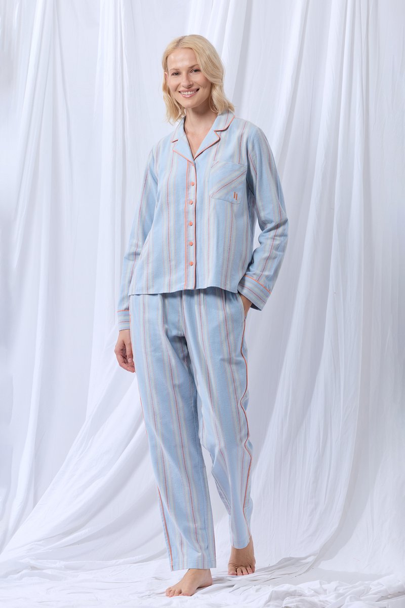 Woody 252-50-XPW-W/985-pyjama-M lichtblauw-roest