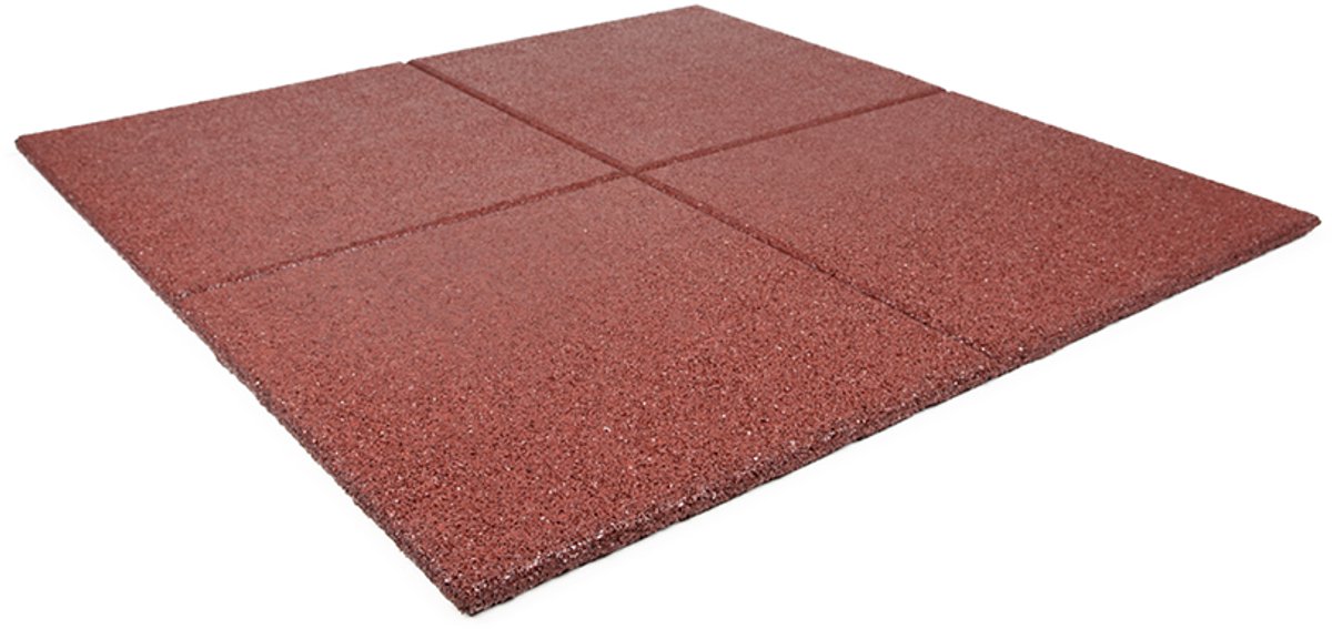 Rubbermagazijn - Terrastegel rubber - Rood - Per 1 m² - Per stuk - 100x100cm - Dikte 2,5cm