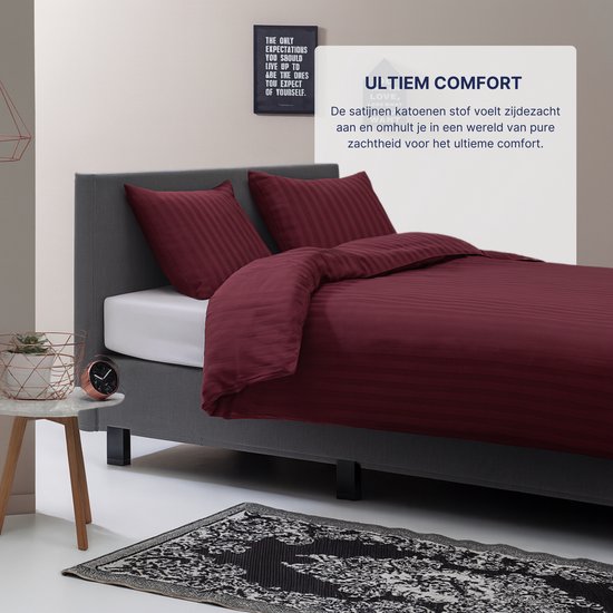 Ten Cate Hotel Dekbedovertrek - Dekbedovertrek 200 x 200 tweepersoons - Dekbedovertrekken - Dekbedovertrek 200x220 - Satijn - Bordeauxrood van Merkloos — afbeelding 5