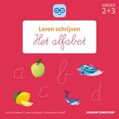 Apprendre à écrire L'alphabet, avec des lettres et des images d'une pomme, d'un citron et d'un dauphin.