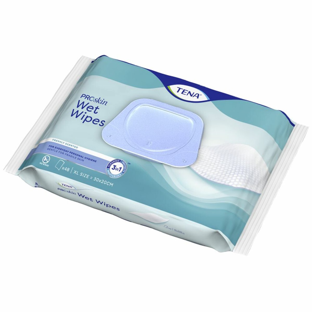 TENA - Proskin Wet Wipes 3-in-1 32 x 20 cm - 3 x 48 stuks - Voordeelverpakking
