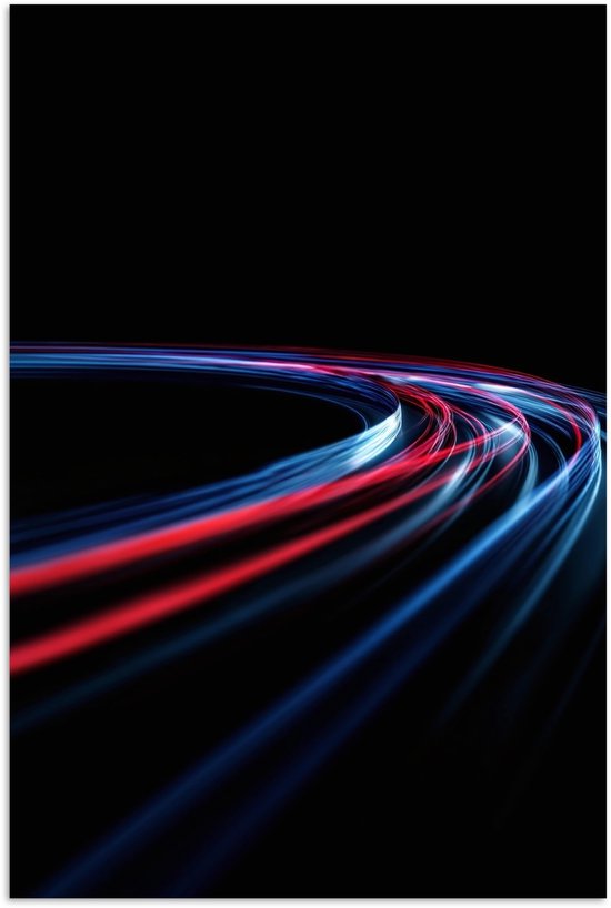 Affiche 40x60 cm - Faisceaux lumineux - Ondulé - Rouge - Posters - Décoration chambre - Décoration murale salon - Décoration murale chambre
