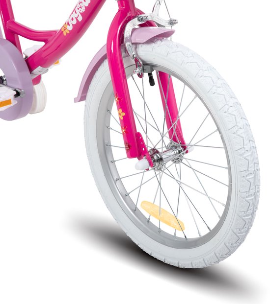 Joystar Unicorn Kinderfiets voor Meisjes - 18 Inch - Mand - Zijwieltjes - Bel - Handrem - Fuchsia - Geschikt voor buitenactiviteiten in de lente van JOYSTAR — afbeelding 5