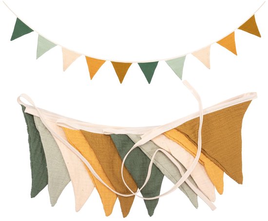 Ynkkvre-Kamer Vlaggenlijn 2,3 m – 10 Stoff Vlaggen, Herbruikbaar, Ademend Katoen, Decoratie voor Kinderkamer en Babyshower