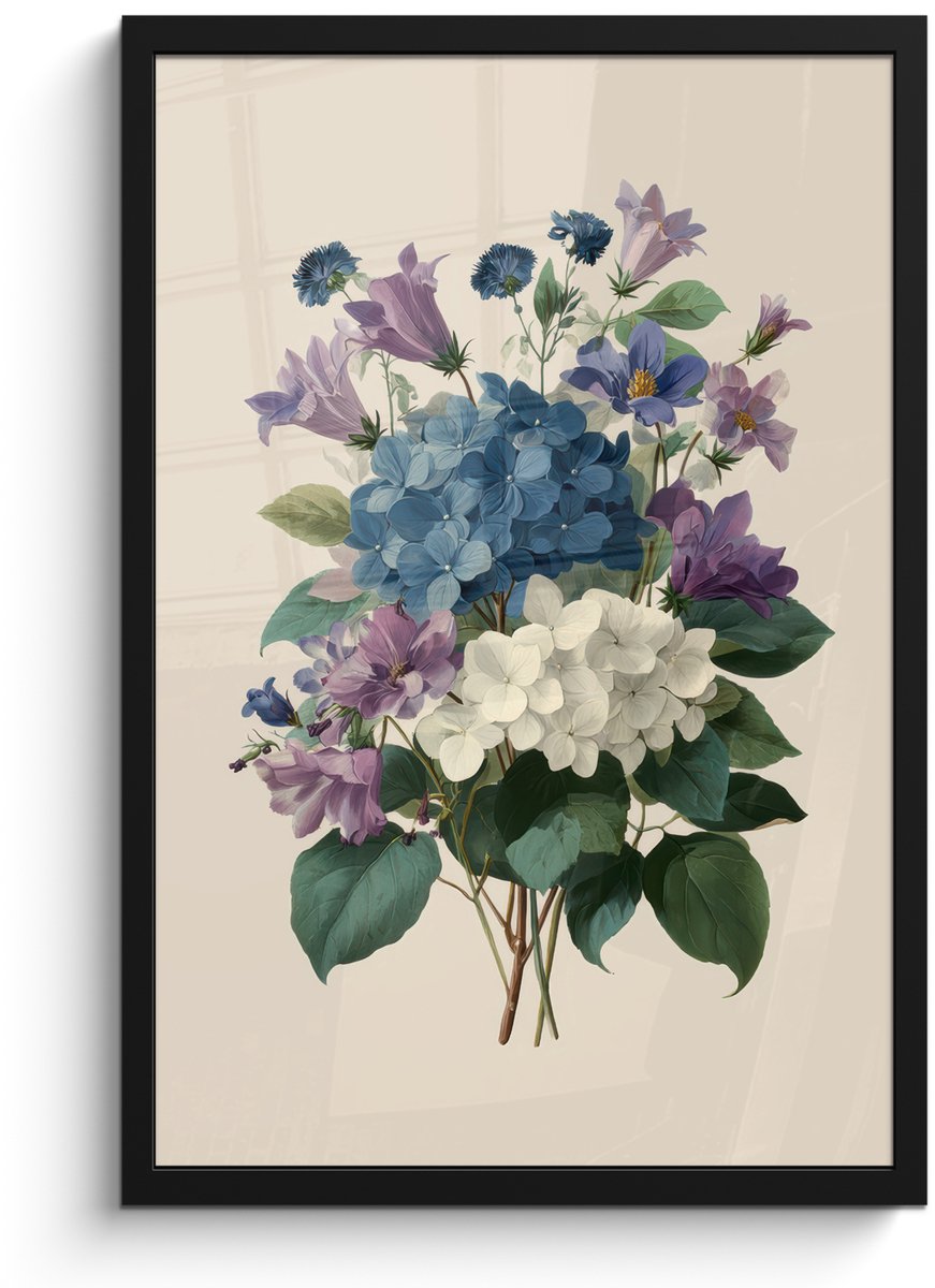 FrameYourWall Poster in lijst - Fotolijst 40x60 cm - Posters - Bloemen - Gedetailleerd - Rust - Realistisch - Posterlijst zwart - Decoratie - Wanddecoratie woonkamer - Muurdecoratie slaapkamer