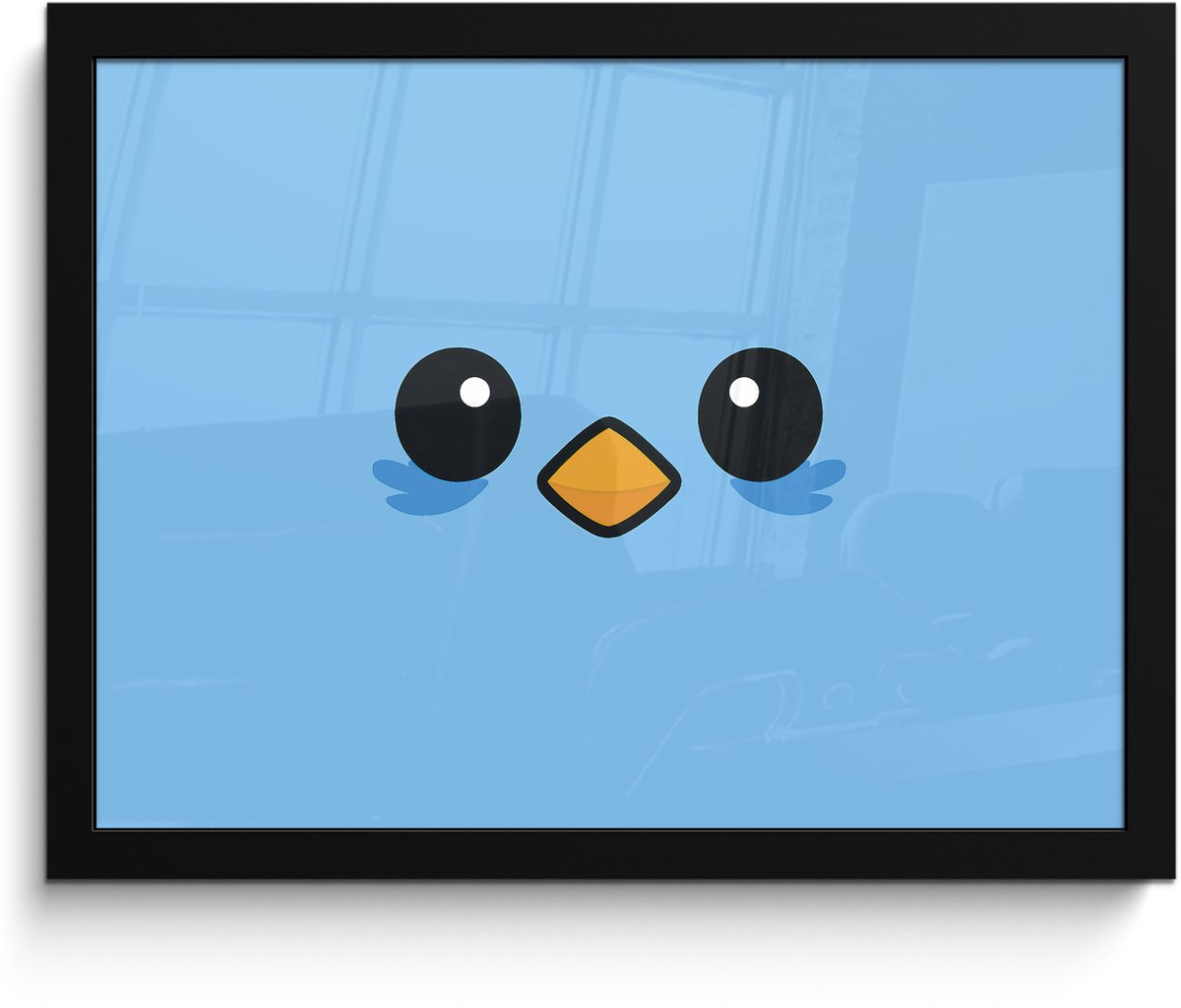 FrameYourWall Poster in lijst - Fotolijst 40x30 cm - Posters - Vogel - Blauw - Eenvoudig - Posterlijst zwart - Decoratie - Wanddecoratie woonkamer - Muurdecoratie slaapkamer