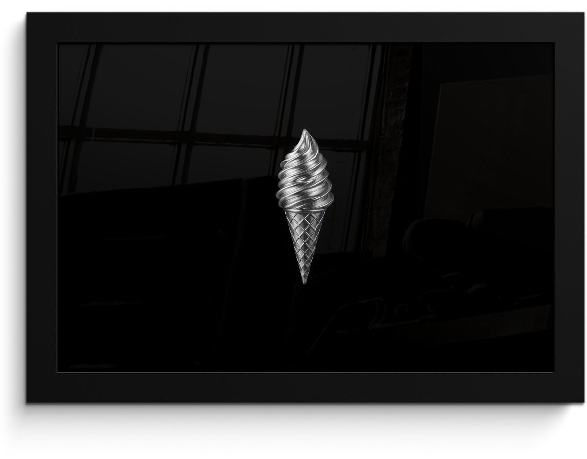 FrameYourWall Poster in lijst - Fotolijst 30x20 cm - Posters - Softijs - Realistisch - Futuristisch - Posterlijst zwart - Decoratie - Wanddecoratie woonkamer - Muurdecoratie slaapkamer