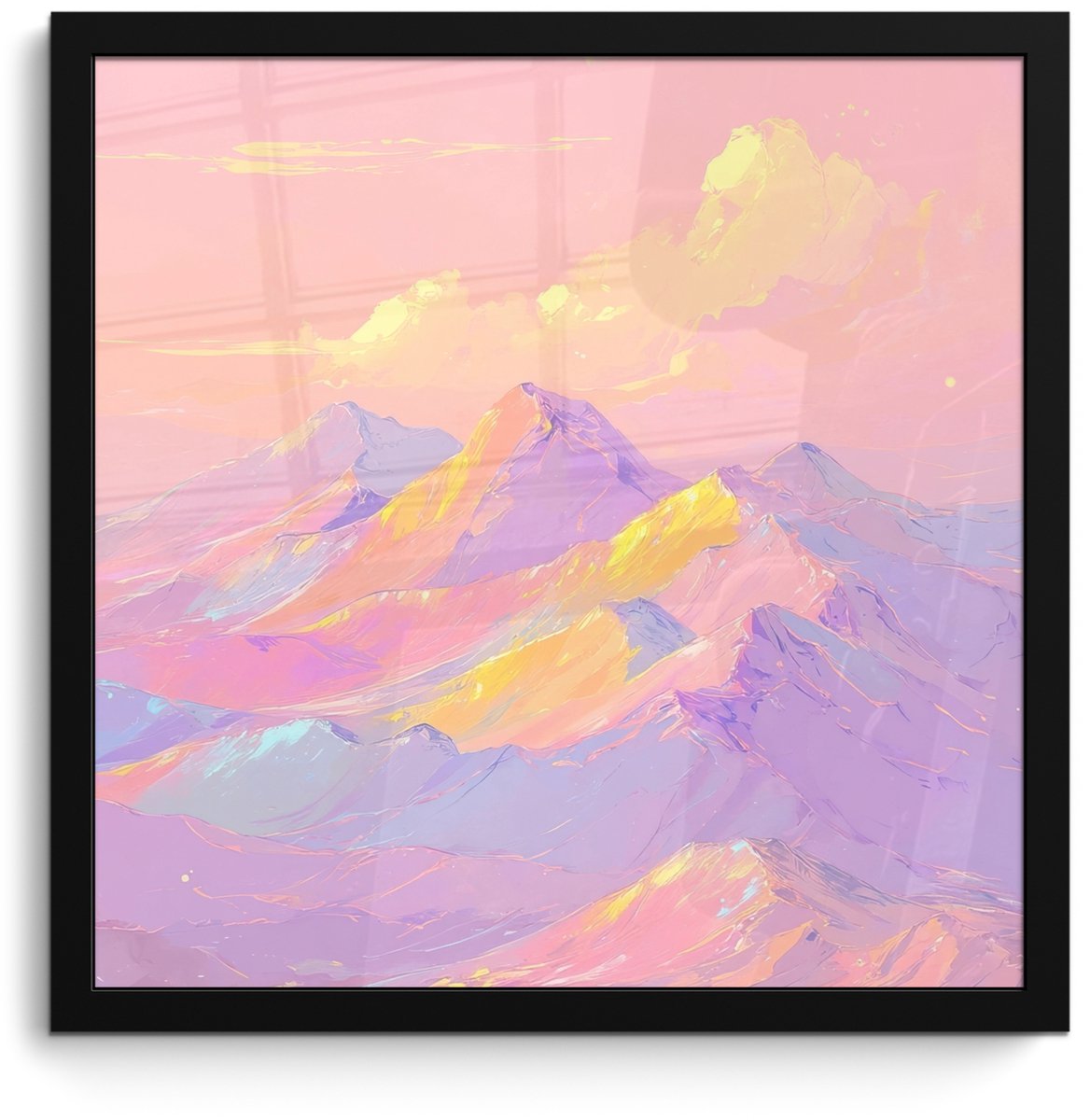 FrameYourWall Poster in lijst - Fotolijst 40x40 cm - Posters - Bergtoppen - Wolken - Dromerig - Posterlijst zwart - Decoratie - Wanddecoratie woonkamer - Muurdecoratie slaapkamer