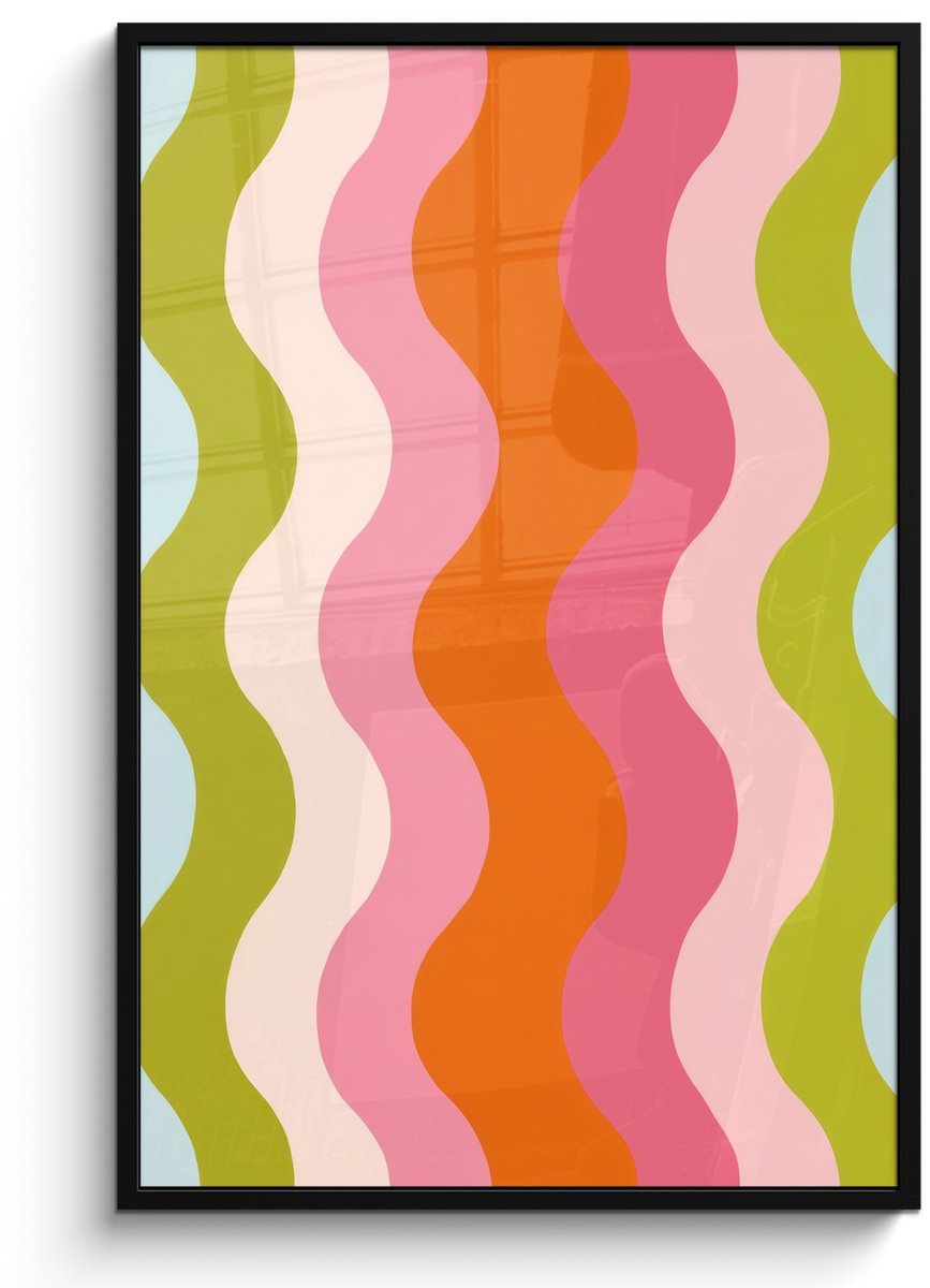 FrameYourWall Poster in lijst - Fotolijst 80x120 cm - Posters - Banen - Golven - Kleurrijk - Verticaal - Posterlijst zwart - Decoratie - Wanddecoratie woonkamer - Muurdecoratie slaapkamer