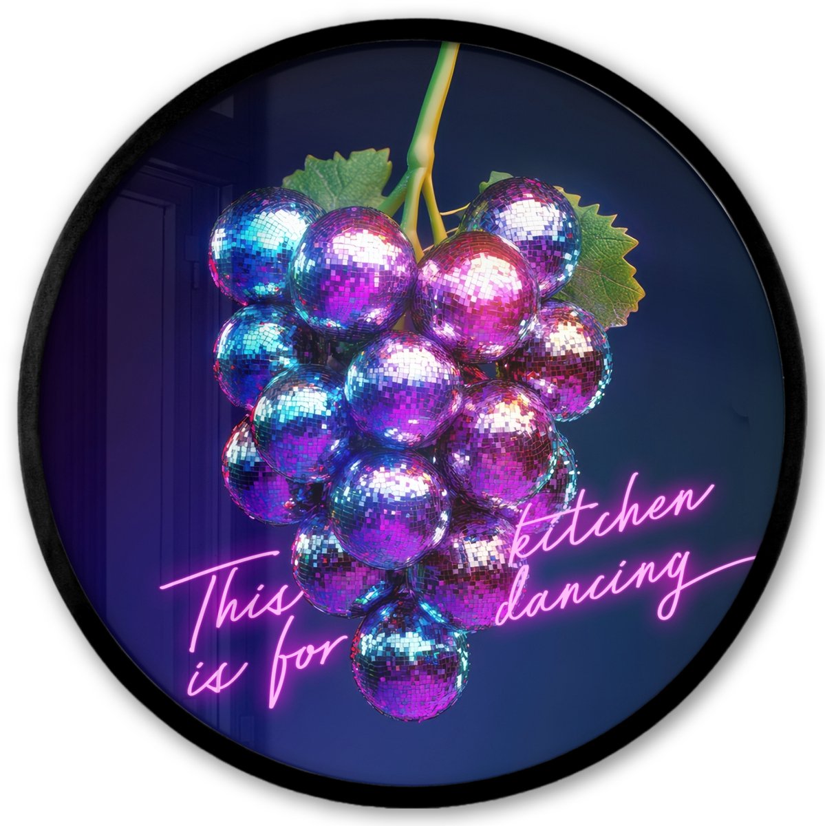FrameYourWall Poster in lijst Rond - Fotolijst 40x40 cm - Posters - Quote - Neon - Disco - Druiven - Ronde posterlijst zwart - Decoratie - Wanddecoratie woonkamer - Muurdecoratie slaapkamer Multicolor