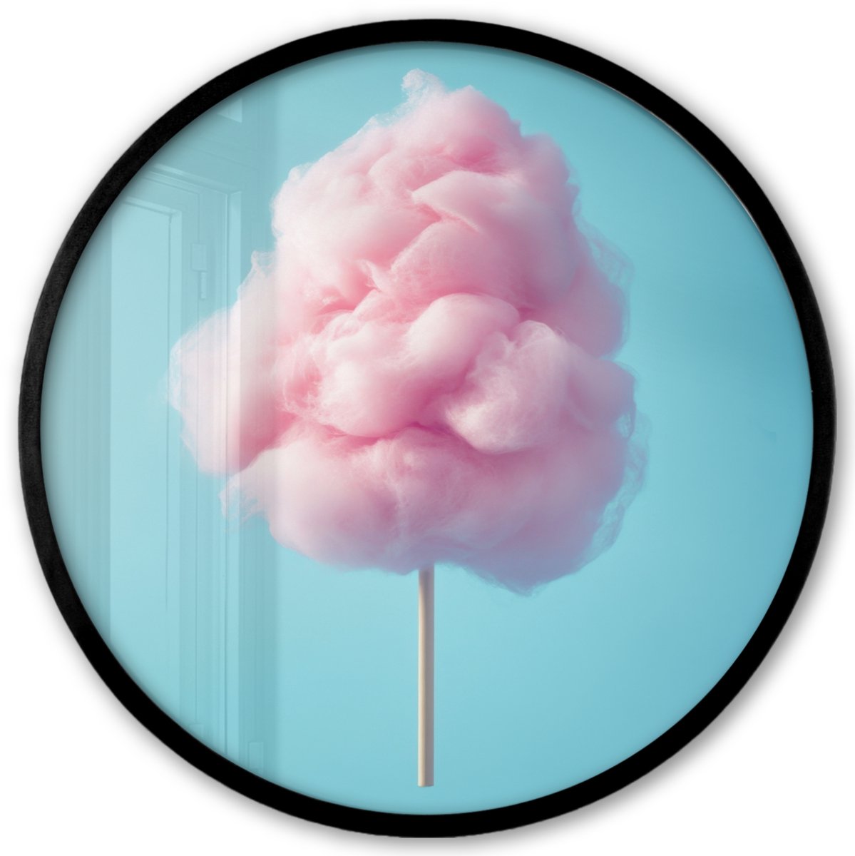 FrameYourWall Poster in lijst Rond - Fotolijst 40x40 cm - Posters - Suikerspin - Zoet - Snoep - Ronde posterlijst zwart - Decoratie - Wanddecoratie woonkamer - Muurdecoratie slaapkamer