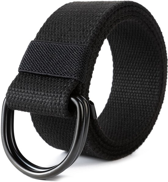 2 ceintures en toile pour hommes et femmes avec boucles noires en D, ceintures en tissu pour hommes de couleur unie