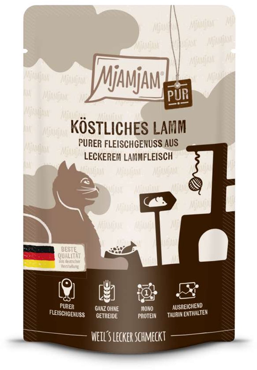 MjAMjAM MjAMjAM Cat - Purer Fleischgenuss Pouchbeutel 12x125g | Lamm