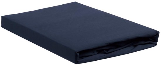 Donkerblauw jersey hoeslaken met fijne ribbel textuur