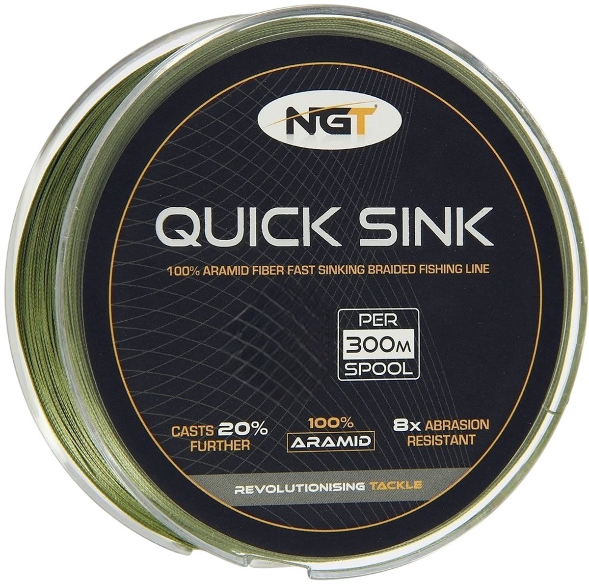 NGT 300m Spool Of 'Quick Sink' Moss Green 25lb Braid - Gevlochten Lijn
