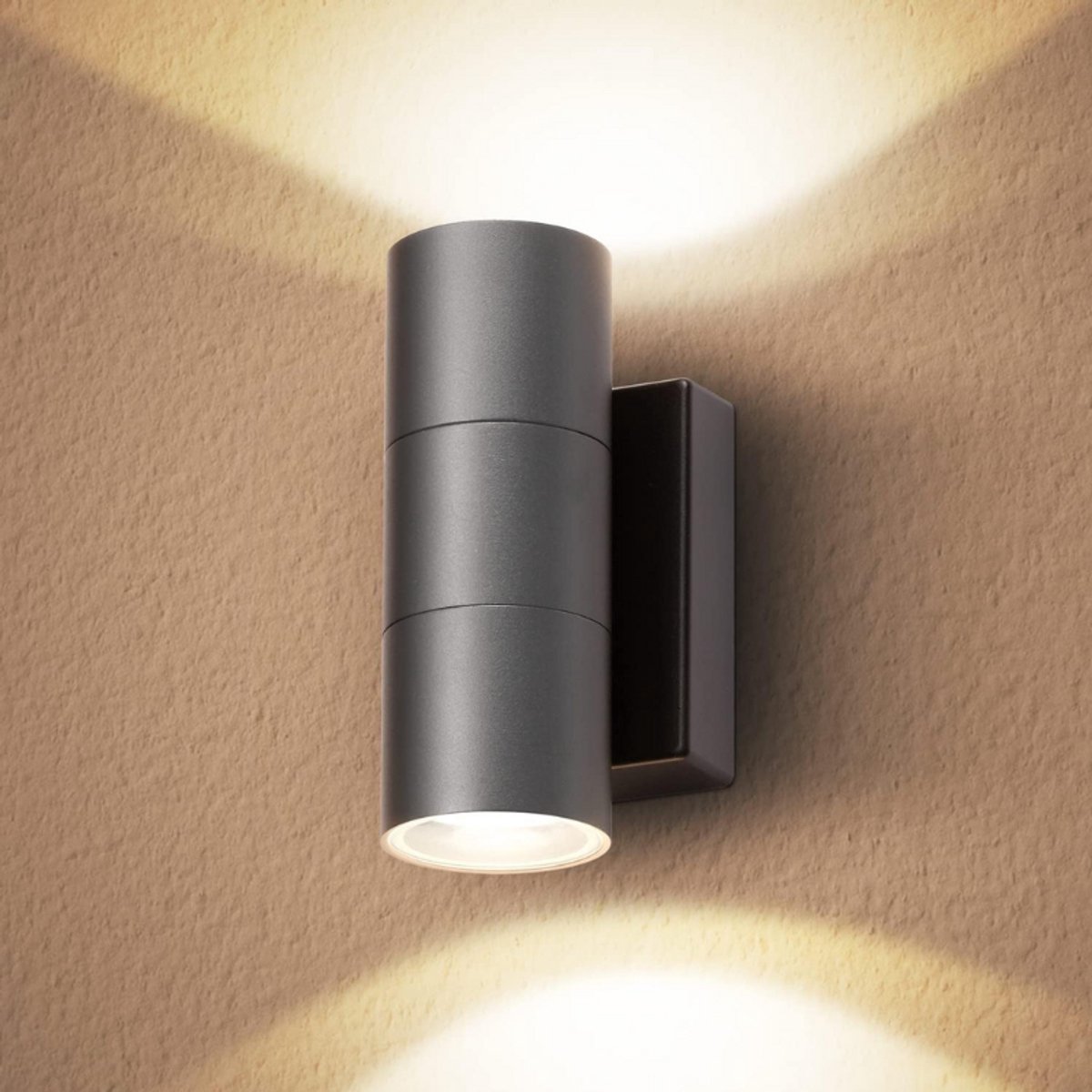 BOG LED Wandlamp Buiten - IP65 Waterdicht Aluminium Up Down Lamp - GU10 Buitenverlichting Voor Balkon Garage Terras - Grijs Energieklasse F ZWART