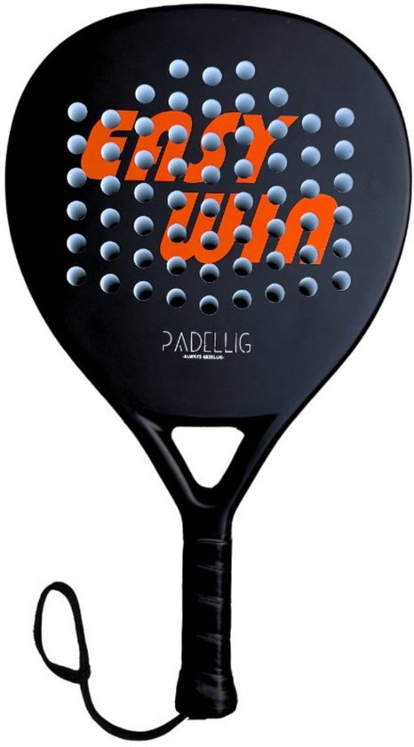 Padelracket Padellig EASY WIN - 3K full carbon padel racket - teardrop racket - beginners/gevorderd - met padelballen & tas