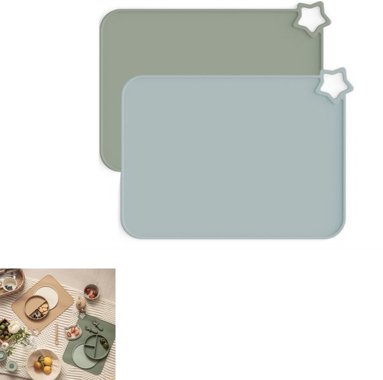 IYYI Siliconen Placemats, Placemats voor kinderen, Placemats Set van 4 waterdichte hittebestendige antislip keukentafelmatten voor eettafel, gemakkelijk schoon te maken
