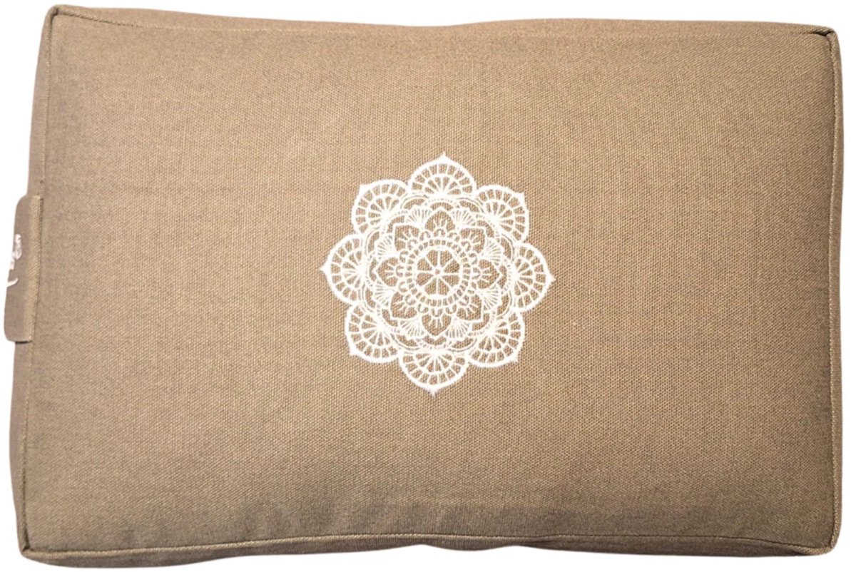 YogaStyles meditatiekussen - mini bolster design Rechthoek - grijs met Mandala