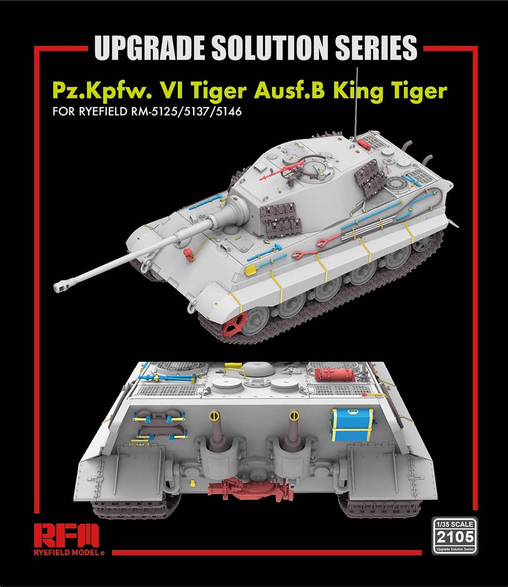 Rye Field Model Modelbouwpakket - 2105 Upgrade Solution Series voor Pz.Kpfw. VI Tiger Ausf. B King Tiger - Rye Field Accessoires set - 1:35 - Modelbouw