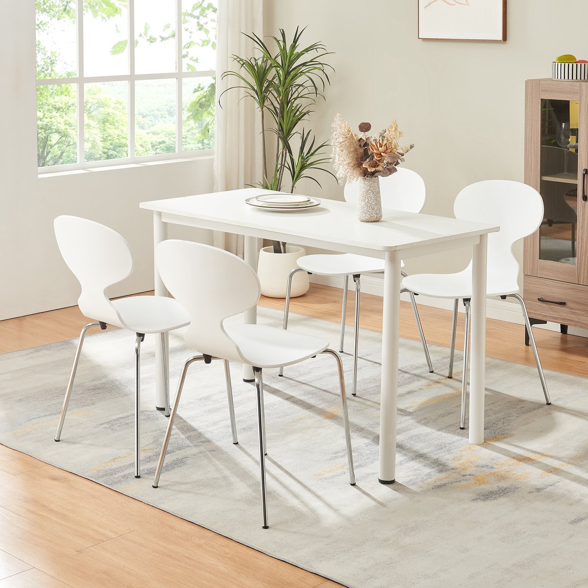 en.casa Eetkamerstoelen Kil set van 4 wit en chroom [en.casa]
