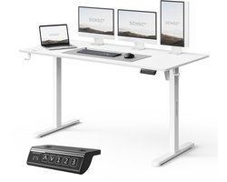 SENSE7 NOJO LIGHT - Zit Sta Bureau - 140 cm x 70 cm - Elektrisch bureau - Verstelbare bureau - Elektrische Hoogteverstelling - Hoogte 72-118 cm - Intelligent Bedieningspaneel - Wit