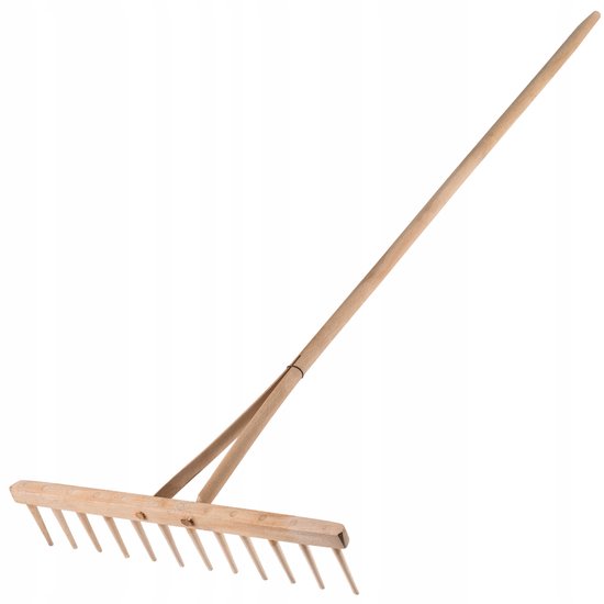 KADAX Hark, hooikhark met lange steel van hout, brede hark voor tuin, bloembed, gazon, comfortabele hark, gazonhark, bladhark, tuingereedschap, tuingereedschap (hout) van Merkloos	 — afbeelding 4