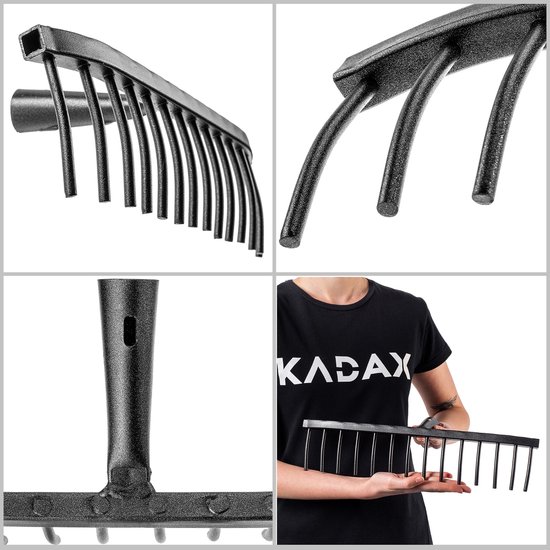 KADAX Tuinhark van staal, steenhark, hark zonder steel, robuuste rekenkop, hark, tuingereedschap (rechthoekig, 14 tanden) van Merkloos	 — afbeelding 5