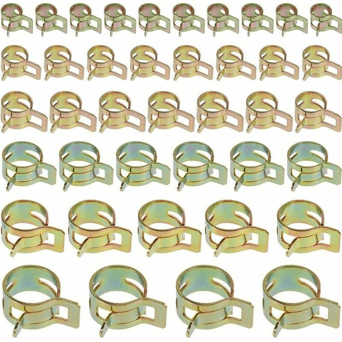 60 stuks slangklemmen met veerklemmen, slangklemmen met veerklemmen, verstelbare klemmen, 6 soorten maten voor het bevestigen van slangen en pijpen