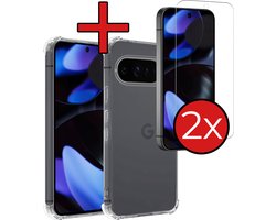 Hoesje - Met Screenprotector - 2 Stuks - Geschikt voor Google Pixel 10 Pro XL - Sterk & Shockproof - Back Cover - Siliconen Case - Telefoon Hoes - Shock Proof - Telefoonhoes - Transparant