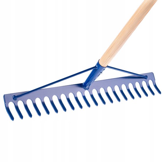 KADAX hark, steenhark, tuinhark van staal, platte hark met versterkte kop, tuingereedschap voor het verzamelen van stenen (met houten steel) van KADAX — afbeelding 4