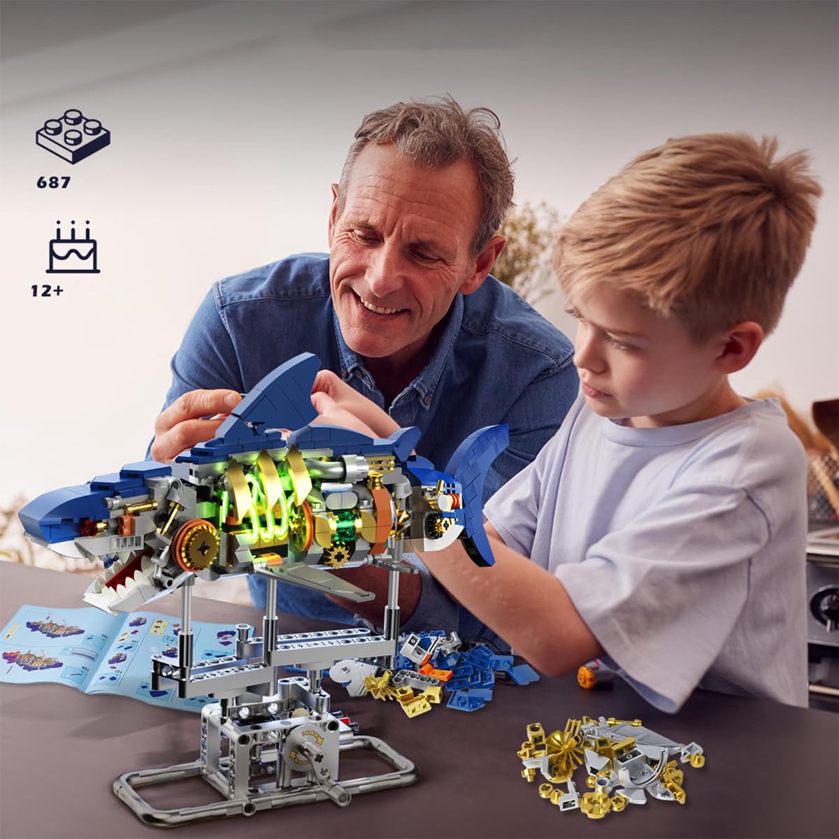 HJPLPXH 12 stuks mini-bouwstenen zeedieren - verjaardagscadeau voor