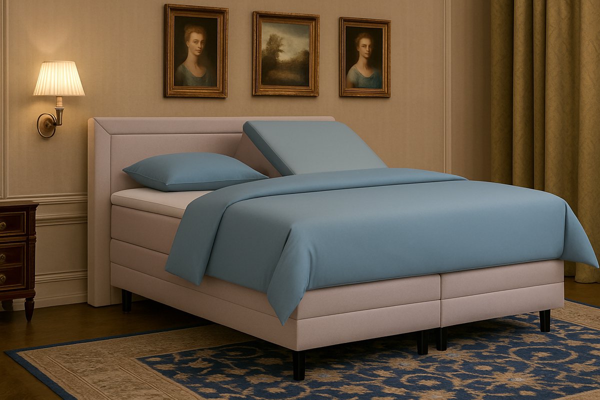 Boxspring FD Boxspring vlak Pisa met topmatras 180x210 cm Luxe Pocketvering Stof grijs