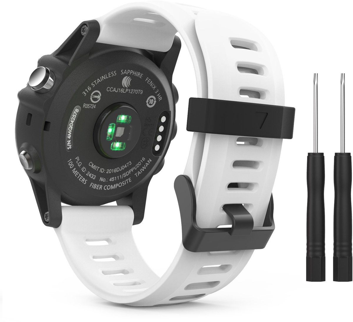 Garmin Fenix 3/3 HR Horlogeband - Zacht Siliconen Vervangband - Geschikt voor Fenix 5X/5X Plus/Tactix Charlie/Descent Mk1/Quatix 3 - Wit